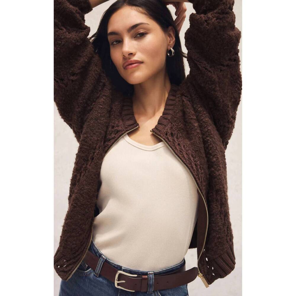 NEW Z SUPPLY women's sundance zip up sweater jacket in brown - Picture 5 of 6